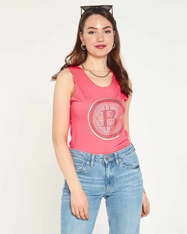 Royalfashion Damski top w kolorze neonowym różowym