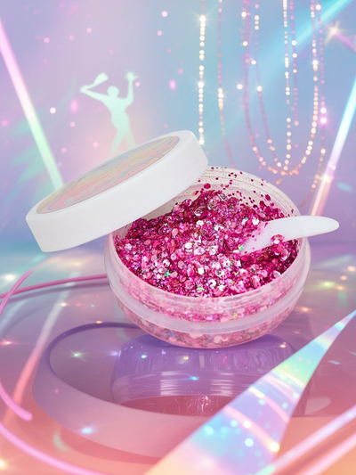 Bleščeči gel za okrasitev obraza v roza barvi