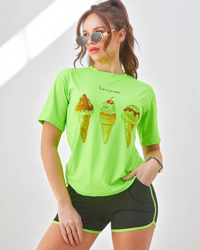 Royalfashion Ženski športni komplet s t-shirtom in kratkimi hlačami Sladoled