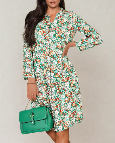 Royalfashion Ženska midi vzorčasta obleka