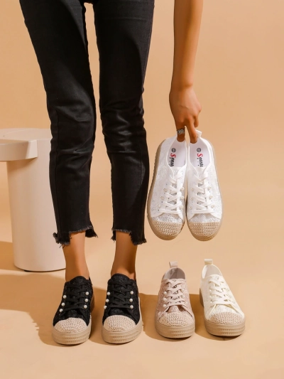 Royalfashion Ženske čipkaste superge s sequini Nille