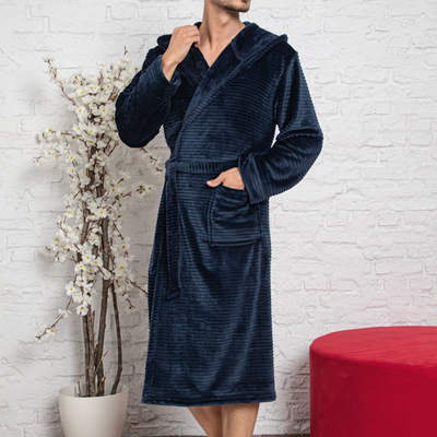 Royalfashion Granatowy szlafrok męski
