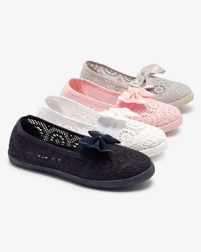 Royalfashion Dziewczęce szare tenisówki slip on z kokardką Sweet Life