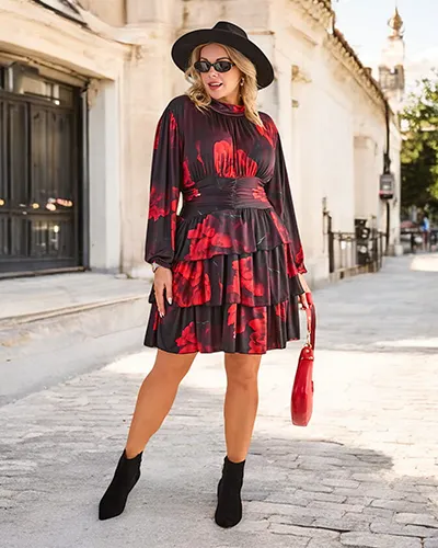 Royalfashion Ženska haljina do koljena s ispisom