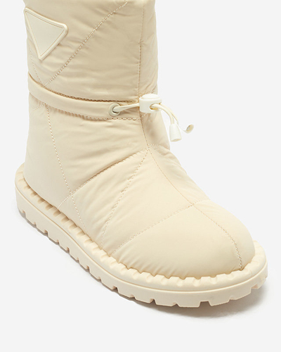 Royalfashion Damskie kremowe pikowane buty a'la śniegowce na płaskiej podeszwie Ferri