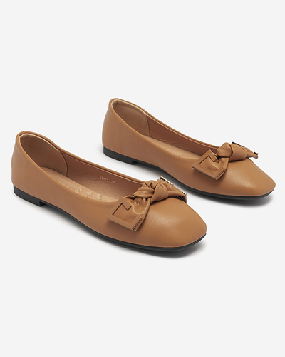 Royalfashion Damskie camelowe baleriny z ozdobą na nosku Caxien