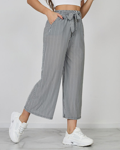 Royalfashion Ženske široke 7/8 črtaste hlače