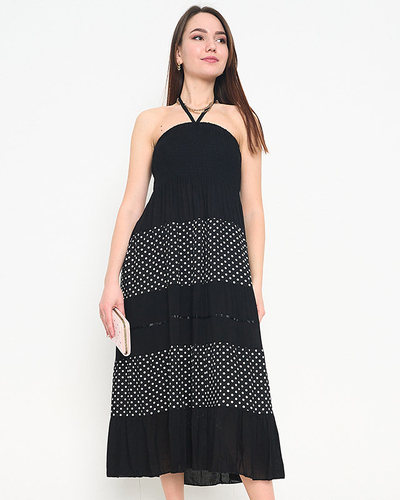 Czarna sukienka w groszki PLUS SIZE - Odzież