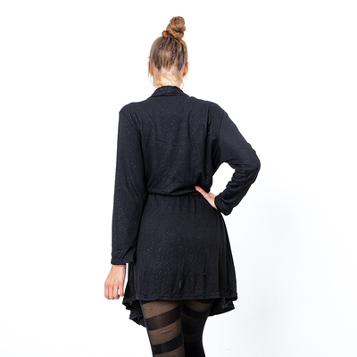 Royalfashion Czarna damska wiązana narzutka kardigan