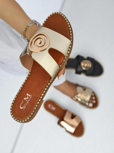 Royalfashion ženski natikači z ravnim podplatom Glam Bliss