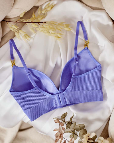 Royalfashion Ženski rebrasti modrček z okrasnimi naramnicami