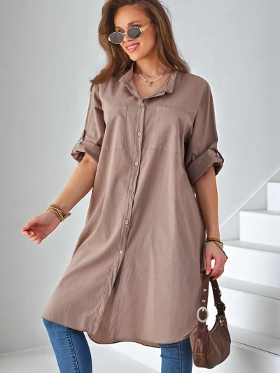 Royalfashion bombažna dolga ženska oversized srajca