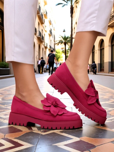 Ženski loaferji Royalfashion iz ekološkega semiša z Floverse cvetom