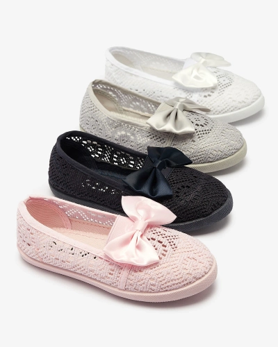Royalfashion Dziewczęce białe tenisówki slip on z kokardką Sweet Time