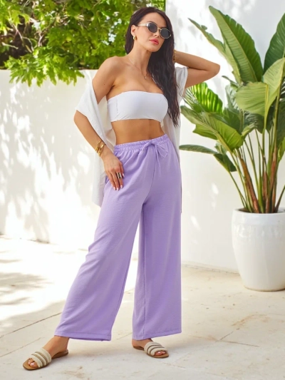 Royalfashion Široke ženske hlače z elastičnim pasom