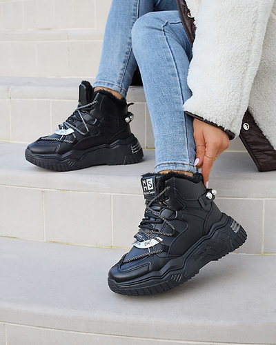 Royalfashion Czarne sneakersy z ociepleniem Pommie
