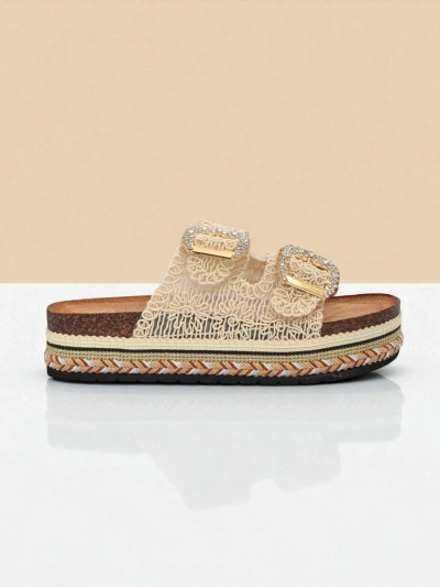 Royalfashion ženski natikači z bleščečimi sponkami GlamCork