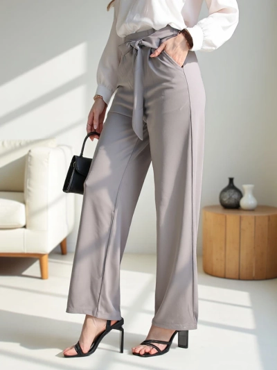 Royalfashion Široke ženske hlače z pasom