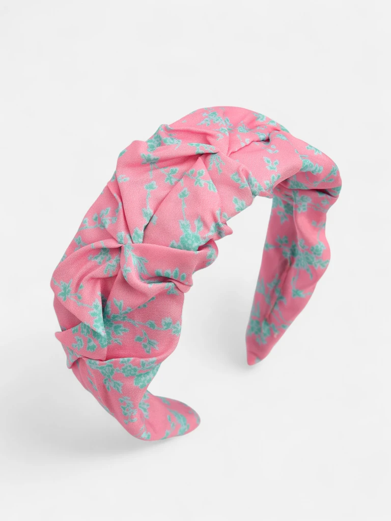 Royalfashion Naglavna preveza za lase z nabiranjem in potiskom