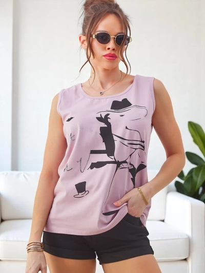 Royalfashion Ženska bombažna brezrokavnik s potiskom in kristali