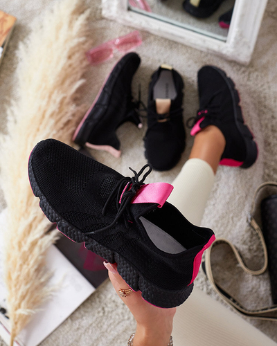 Czarno - fuksjowe sportowe buty damskie Bommgi - Obuwie