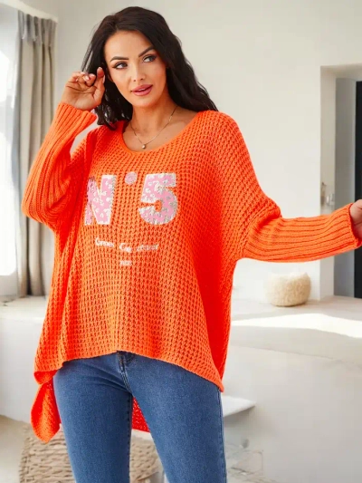 Royalfashion akrilni ženski pleteni pulover z napisi