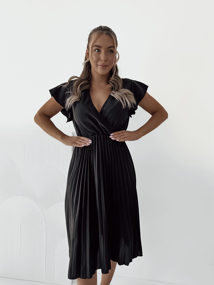 Royalfashion Ženska plisirana midi obleka