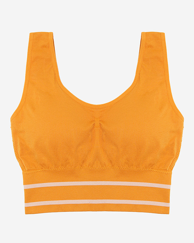 Royalfashion Musztardowy damski biustonosz sportowy