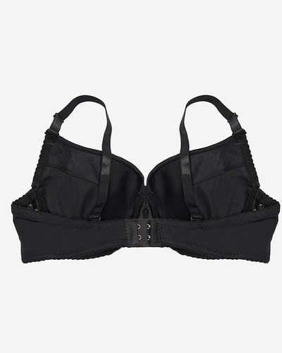 Royalfashion Gładki damski biustonosz z koronką w czarnym kolorze