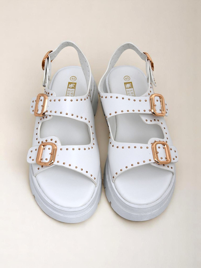 Royalfashion Sandalias de mujer con suela más gruesa y pedrería Rocky Chic