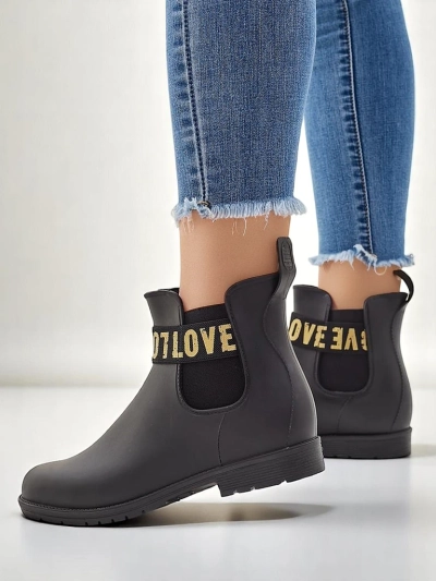 Royalfashion Ženske mat dežne škornje z napisom Love Love