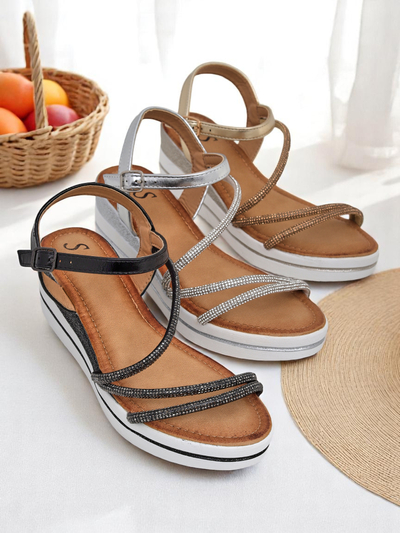 Royalfashion Ženske sandale na platformi s kristali Ballosa