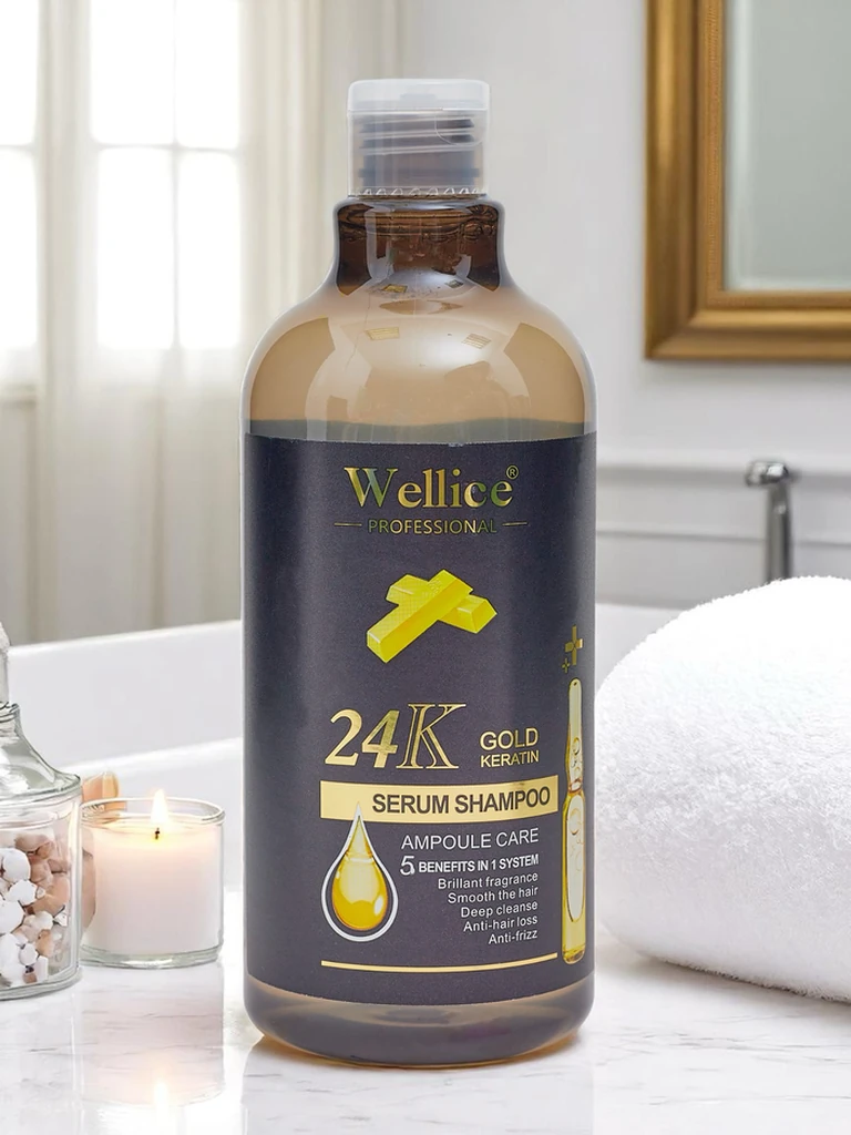 Profesionalni šampon za lase s keratinom 24K zlato – intenzivno vlaženje in glajenje las 5 v 1