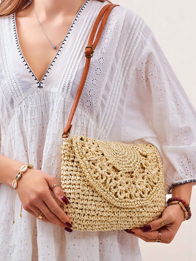 Royalfashion Majhna ženska torbica iz slame Sunny Stripes Mini