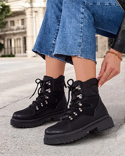 Royalfashion Ženske zimske čizme vezane Sololi