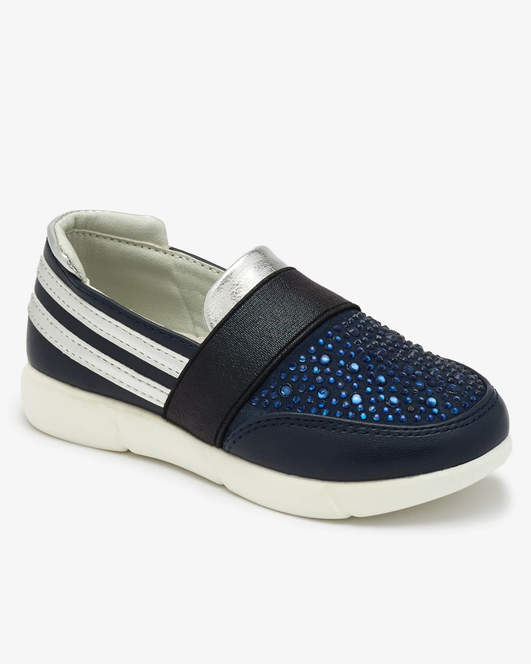 Royalfashion Granatowo - czarne dziecięce tenisówki slip - on Ciarala