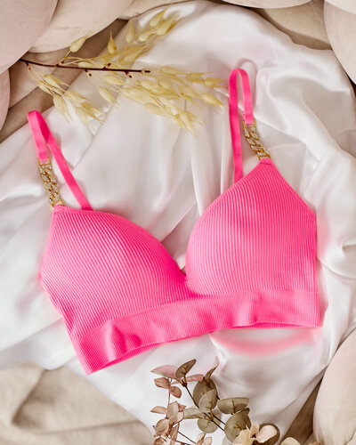 Royalfashion Ženski rebrasti modrček z okrasnimi naramnicami