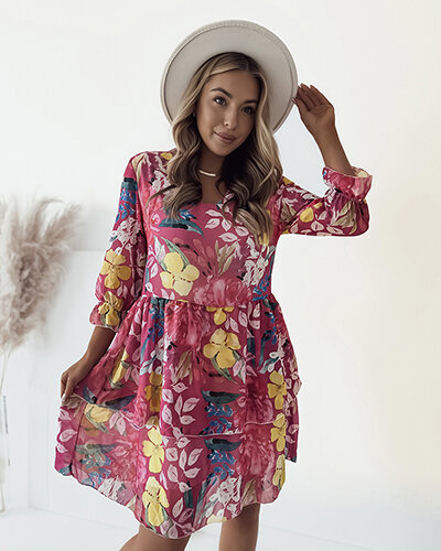 Royalfashion Ženska cvetlična mini obleka