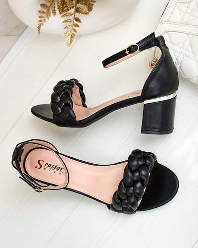 Royalfashion Czarne sandały damskie na słupku Marines