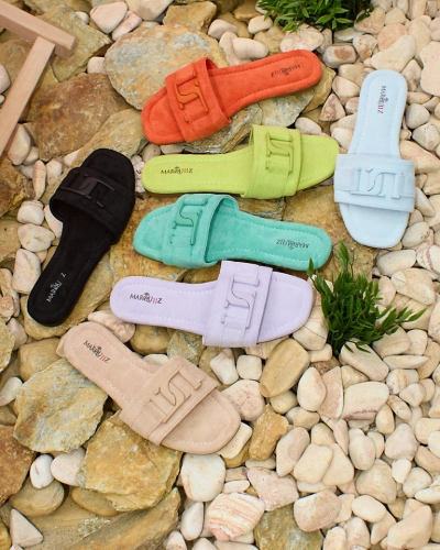 Royalfashion Neonowe zielone damskie klapki z klamerką Rydr