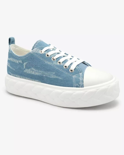 Royalfashion Niebieskie damskie jeansowe trampki z przetarciami Nerolera