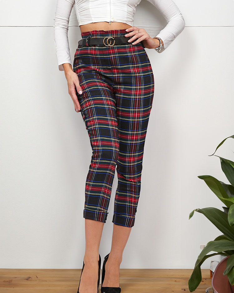 Royalfashion Ženske kariraste hlače