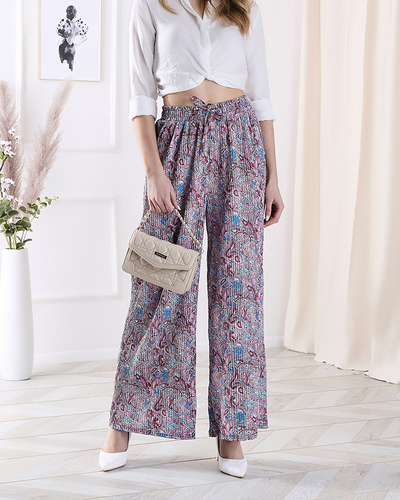 Royalfashion Wzorzyste szerokie spodnie damskie w kolorze niebieskim