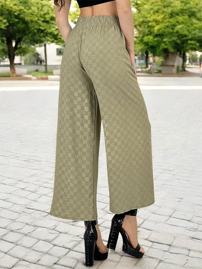 Royalfashion Ženske široke kariraste hlače