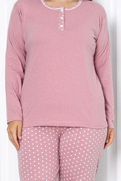 Royalfashion Ženske bombažne 2-delne pižame s pikami PLUS SIZE