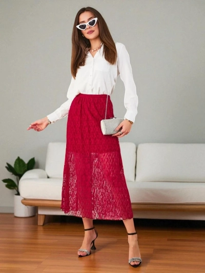 Royalfashion Ženska midi krila s čipko