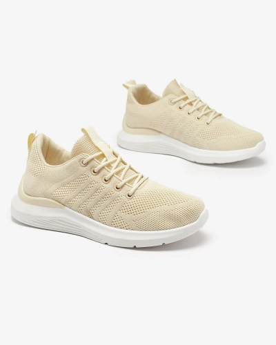 Royalfashion Kremowe damskie tkaninowe buty sportowe Bofia