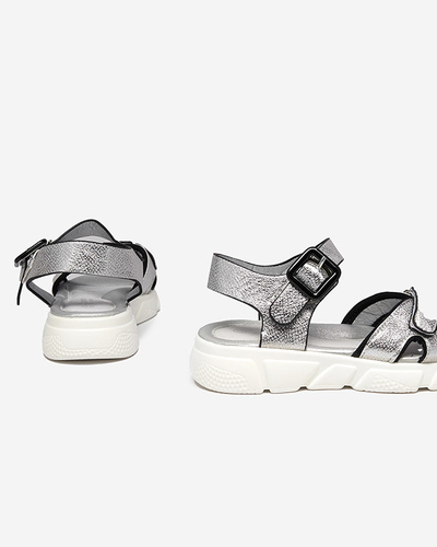 Royalfashion Srebrne błyszczące sandały dziewczęce Jenilo