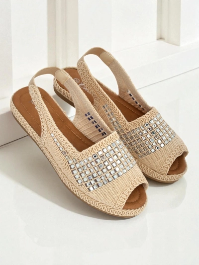 Ženske espadrile sandali z okrasnimi kamni Belle Sparkle