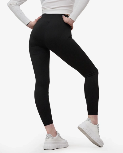 Royalfashion Czarne legginsy damskie z szeroką gumą w pasie
